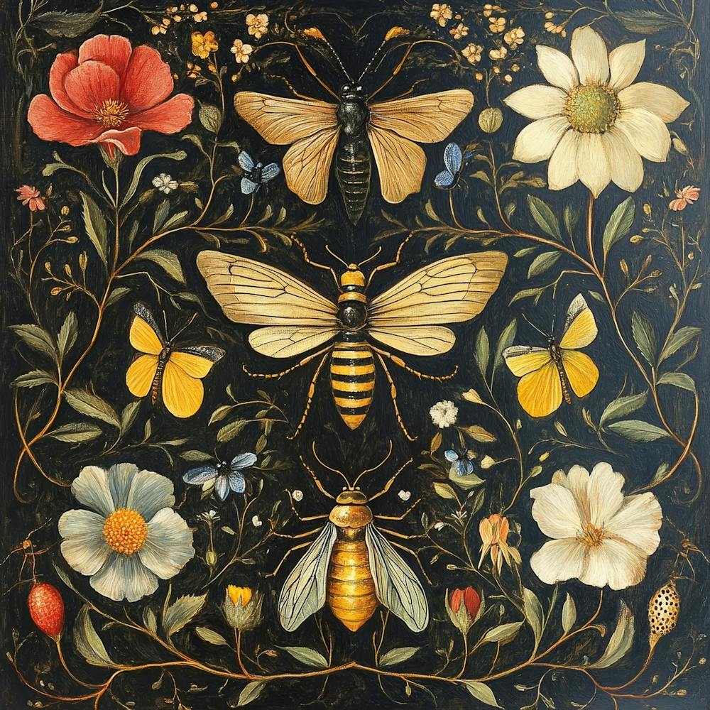 Bees And Flowers Art 3