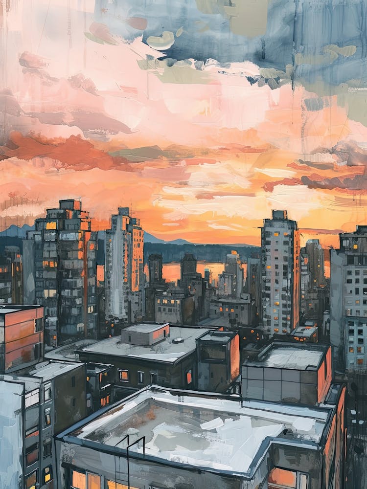 Vancouver Rooftops Morning Skyline 3