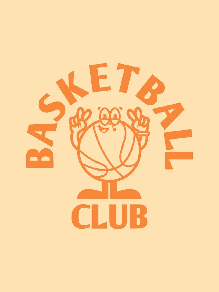 Art Mural Rétro Décor Vintage Art Imprimable Dessin Animé Rétro Basketball Club Décoration d'Appartement Affiche Rétro Tendance