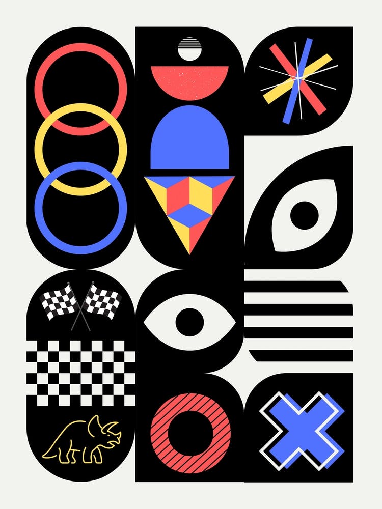 Maximalist Geometrical Four Colors Design