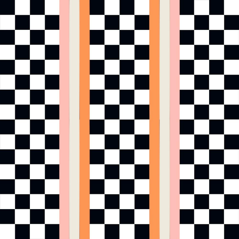 Checkerboard Pink and Orange Stripes