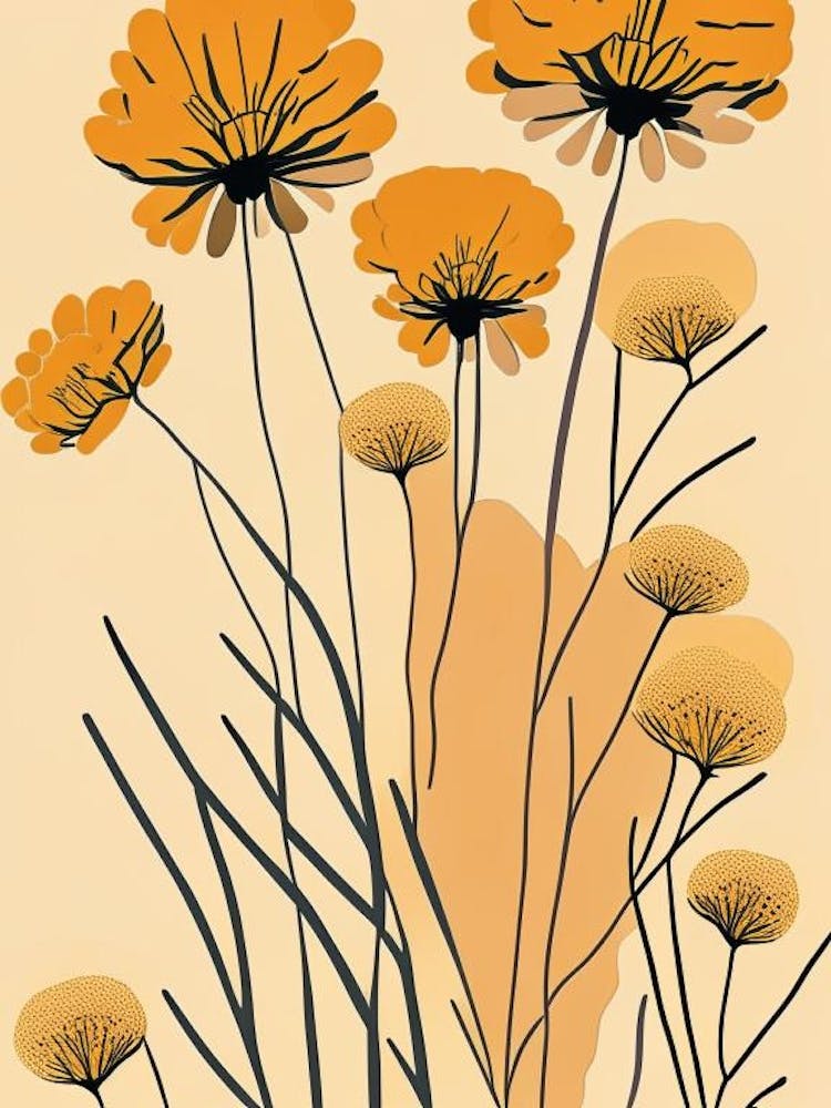 Desert Marigold Wildflower Modern Muted Colours 2
