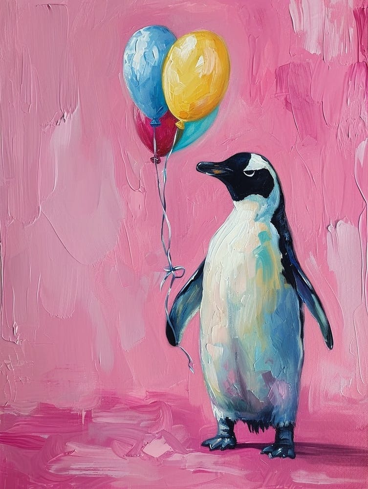 Cute Emperor Penguin 2 With Balloon