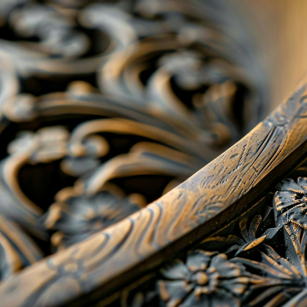 Close Up Of A Carved Wooden Bowl