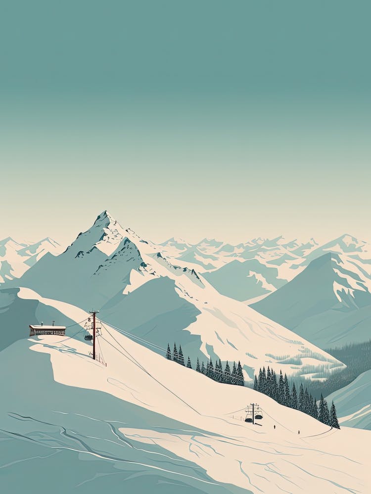 Verbier   Switzerland, Ski Resort Illustration 2 Simple Style