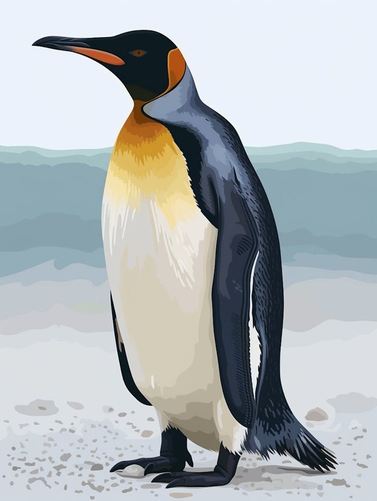 King Penguin Kangaroo Island Penneshaw Minimalist Illustration 1
