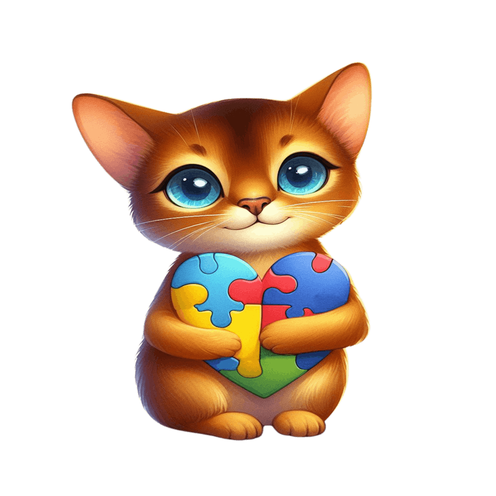 Cat (Abyssinian) Holding A Puzzle Piece Autism