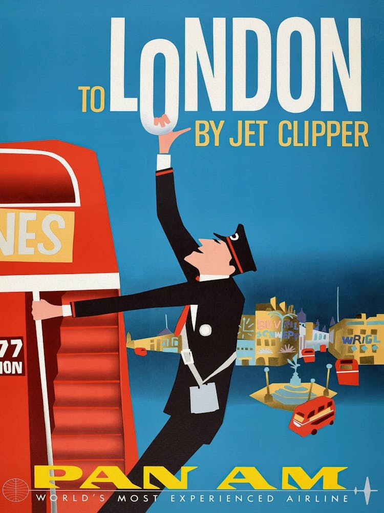 London Retro Vintage Travel Poster