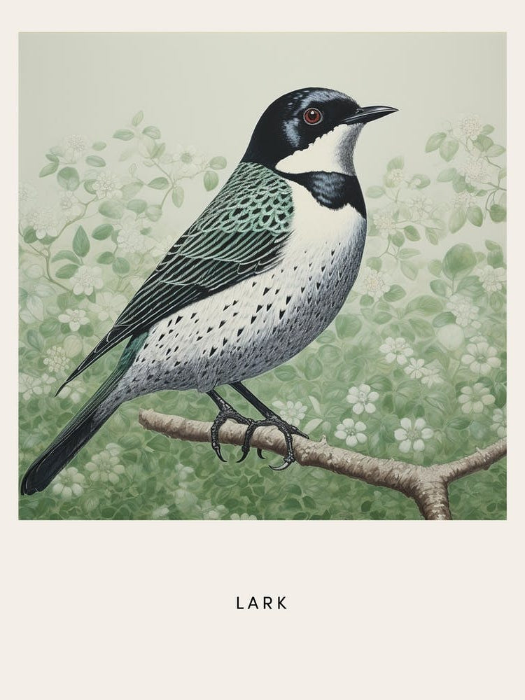 Ohara Koson Inspired Bird Painting Lark 3 Poster