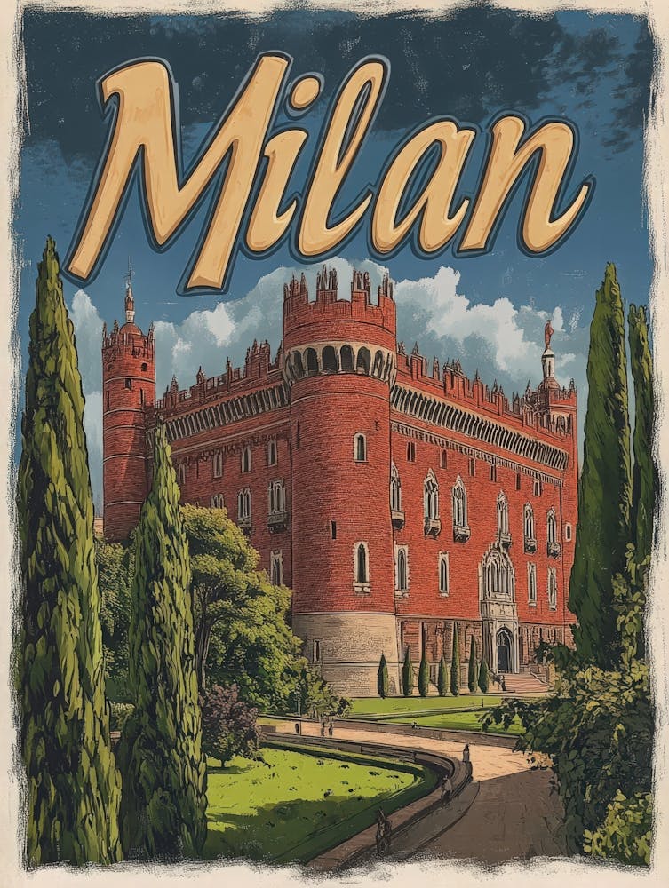 Aihrgdesign A Retro Travel Poster For Milan 6