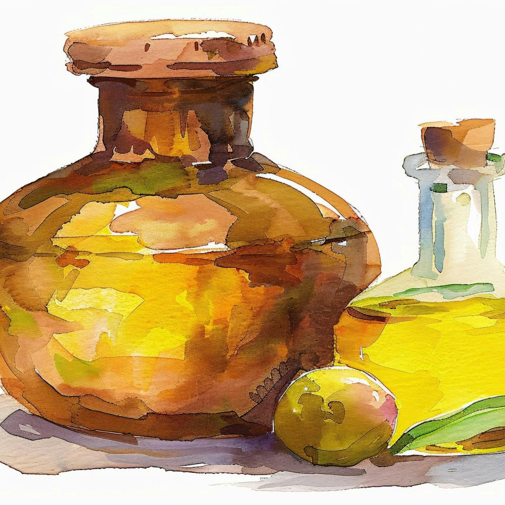 Olive Oil Bottle And Olives