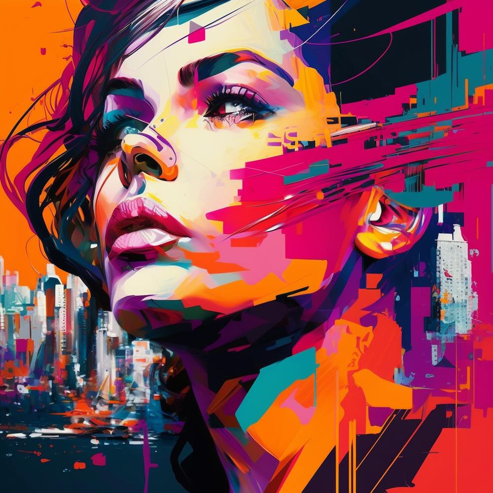Woman Cityscape Abstract Portrait