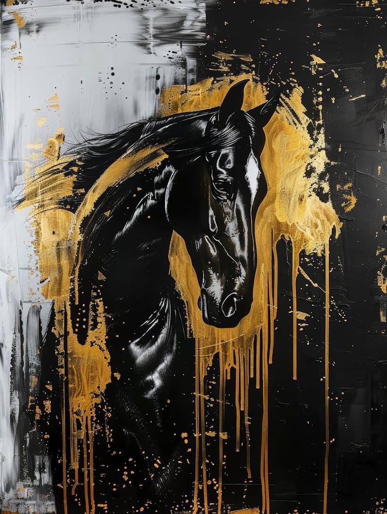 Gold And Black Horse 1