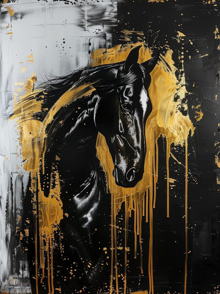 Gold And Black Horse 1