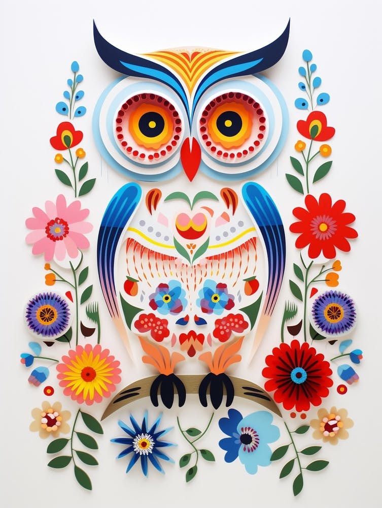 Scandinavian Bird Illustration Snowy Owl 2