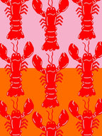 Lobster Repeat Red On Pink And Orange