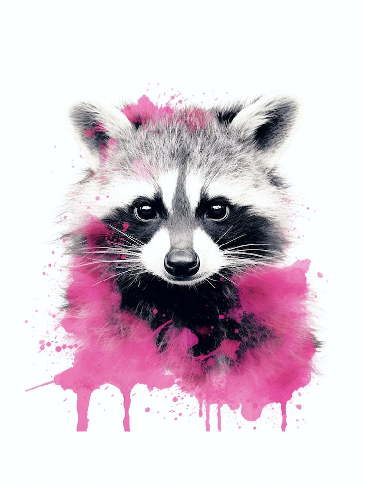 Pink Raccoon Illustration 2