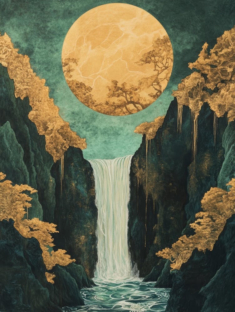 Vollmond über Wasserfall 4