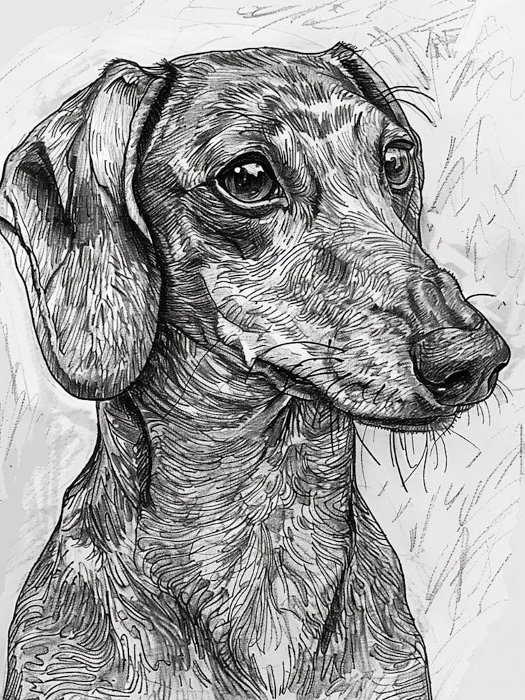 Dachshund Dog Line Sketch 2