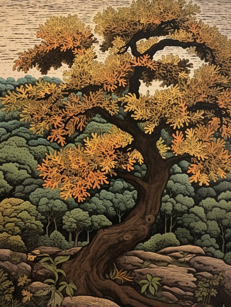 Black Walnut 1 Vintage Autumn Tree Print 