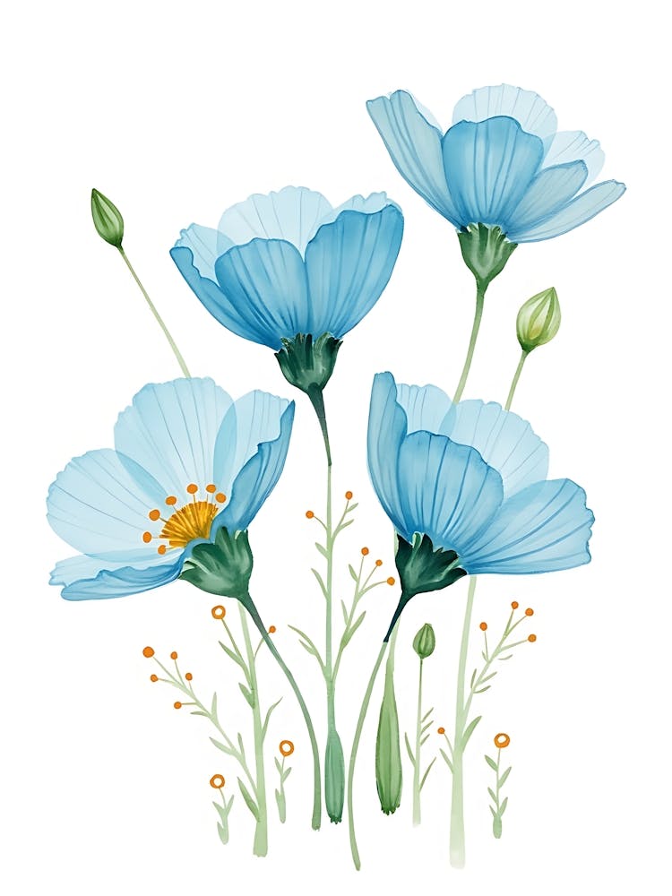 Dreamlike Blue Botanical Flow