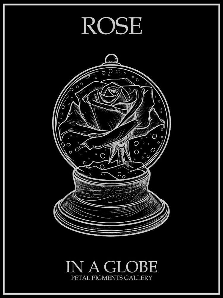 Rose In A Globe Line Drawing 4 Poster Inverted