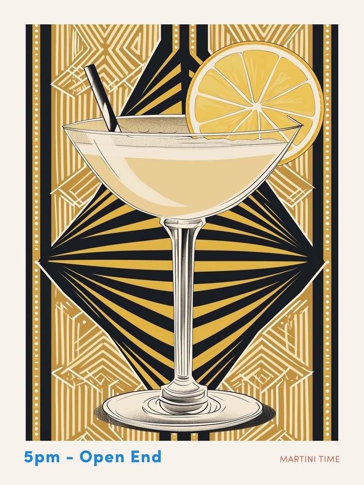 Art Deco Cocktail In A Martini Glass 1 Poster