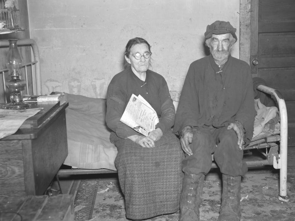 William Hubbard, Seventy Five, And His Wife, One Of The Oldest Residents In Emmet County, Iowa