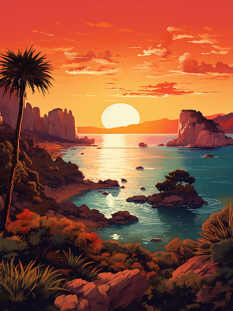 A Painting Of Cala Tarida Ibiza Spain 1