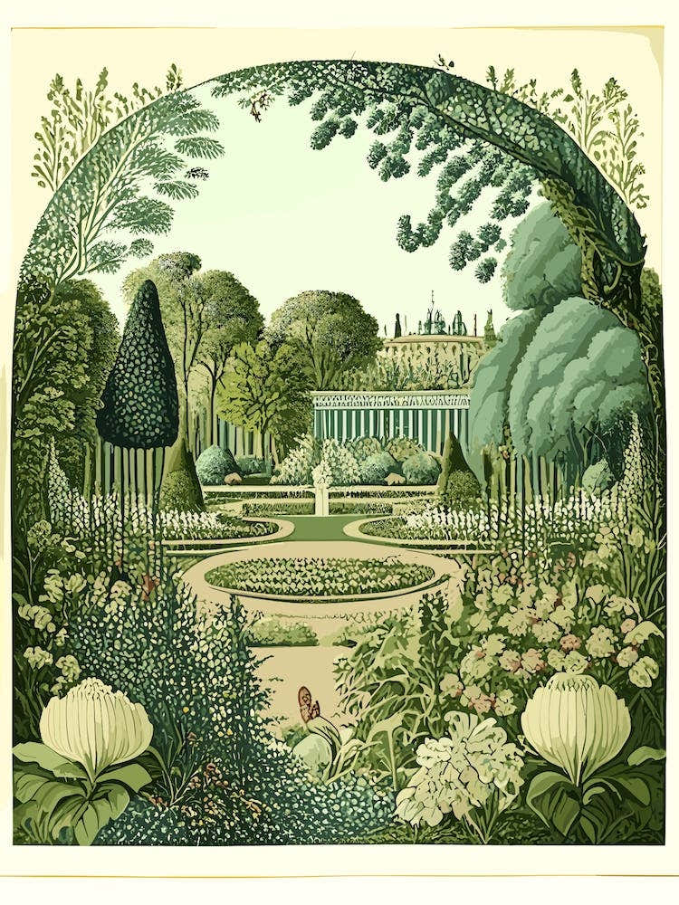 Tuileries Garden, 1, France Vintage Botanical