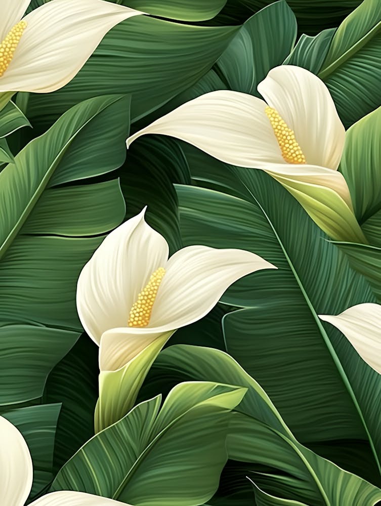 Seamless Pattern With White Calla Lilies