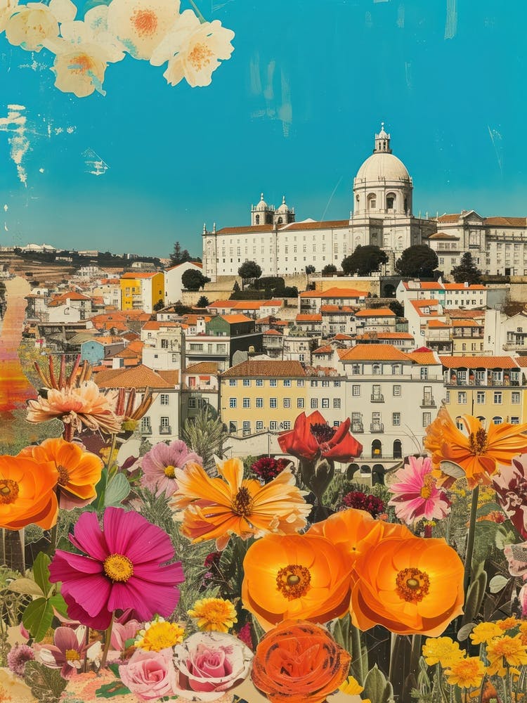 Lisbon   Floral Retro Collage Style 4
