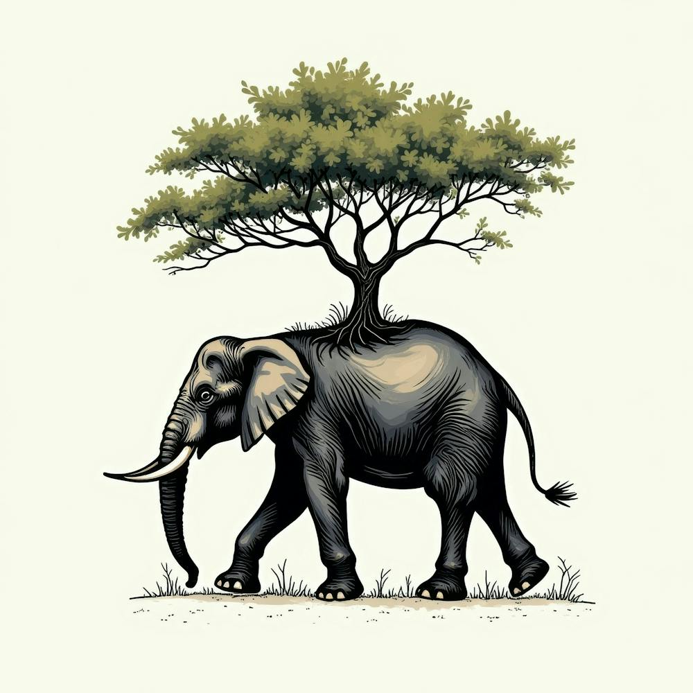 Elephant With Tree