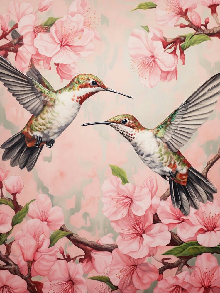 Vintage Japanese Inspired Bird Print Hummingbird 5