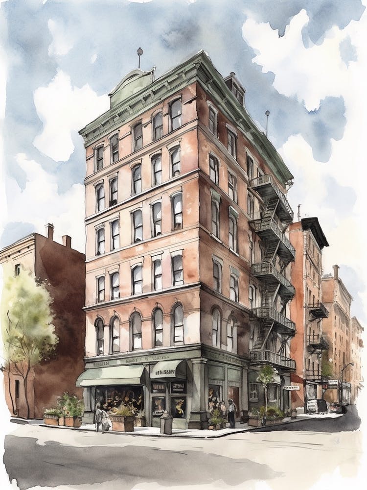 Tribeca New York City Neighborhood, Watercolour 3