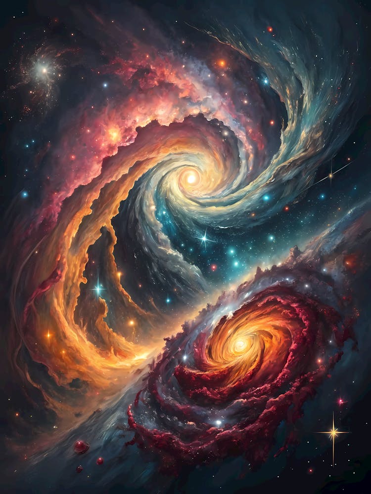 Peinture à l'huile Tourbillon de Galaxie Interstellaire Surréaliste