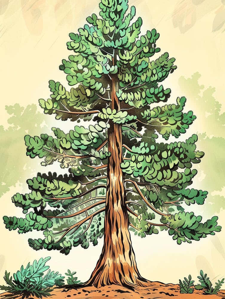 Redwood Tree Storybook Illustration 3