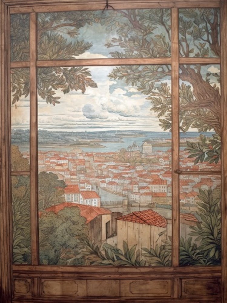A Window View Of Havana In The Style Of Art Nouveau 4