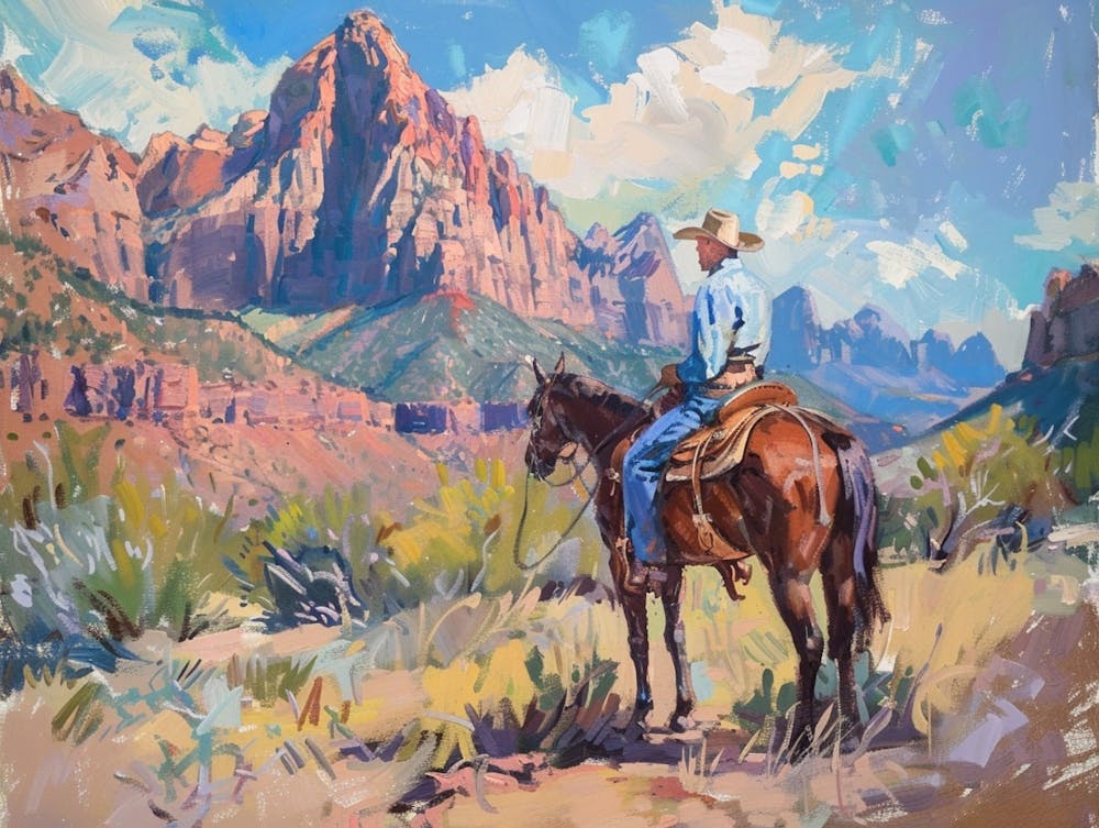 Cowboy In Zion National Park Utah 1