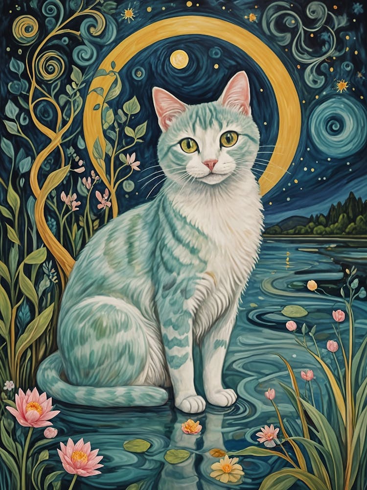 Night Cat By The Lake