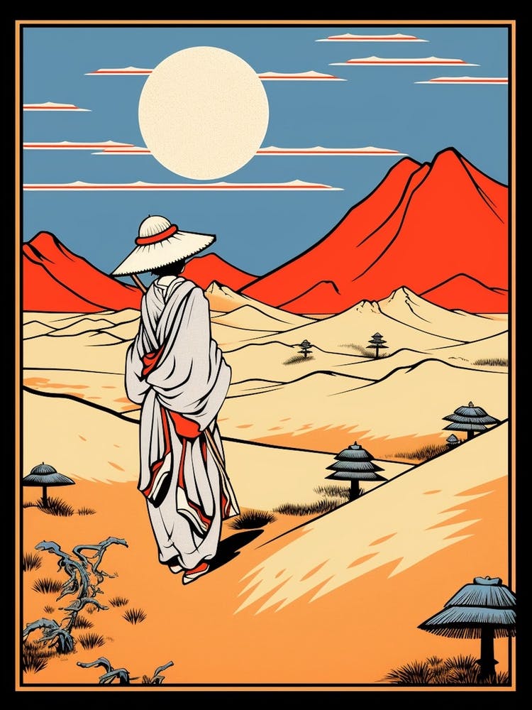 Sand Dunes Of Tottori, Japan Vintage Travel Art 1