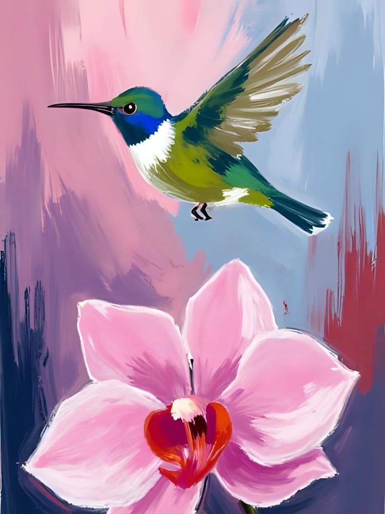 Hummingbird And Orchid