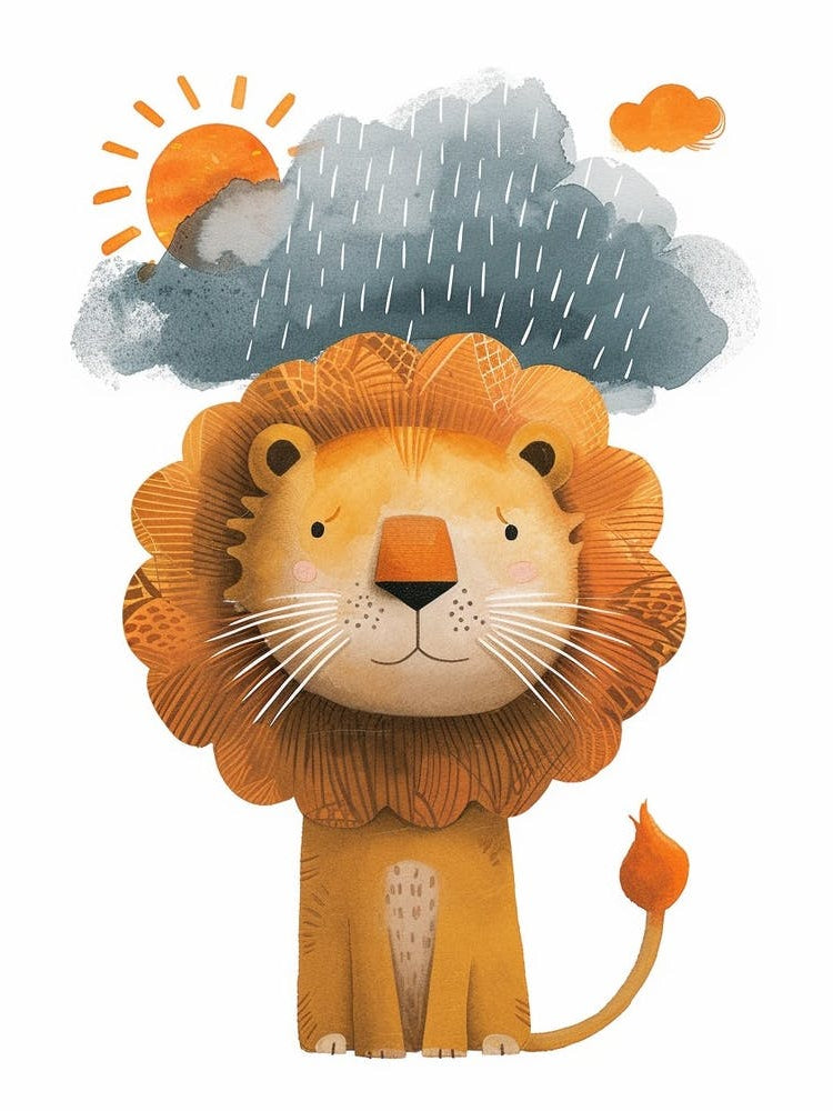 African Lion Facing A Storm Clipart 1