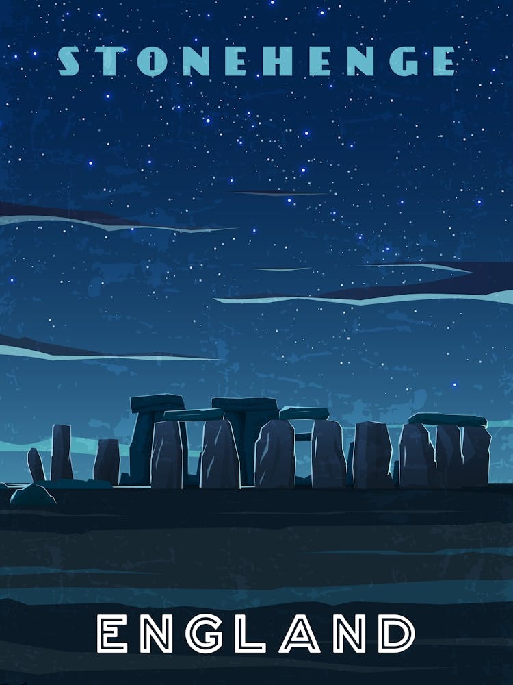 Stonehenge, England — Retro travel minimalist poster