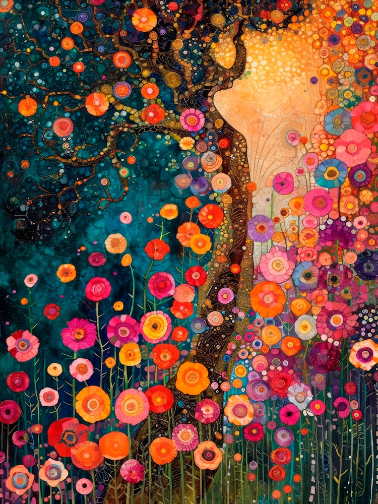 Dream of Flowers. Gustav Klimt Style