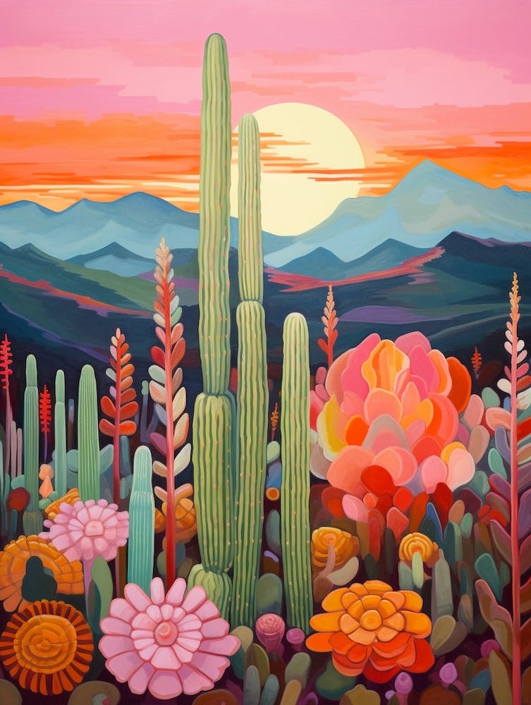 Cactus In The Desert Painting Organ Pipe Cactus 1