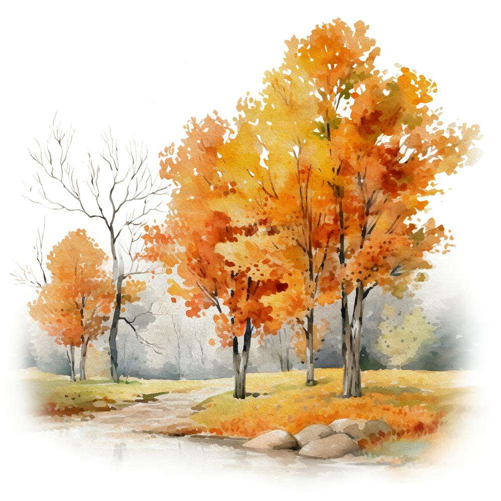 Watercolor Autumn Trees 14