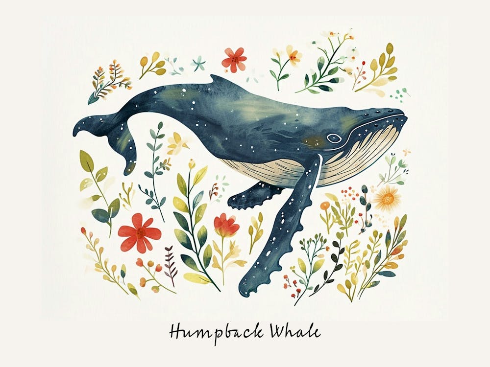 Little Floral Humpback Whale 2 Poster
