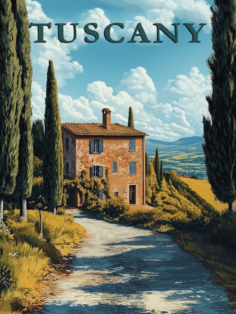 Toskana, Idyllische Italienische Landschaft Poster