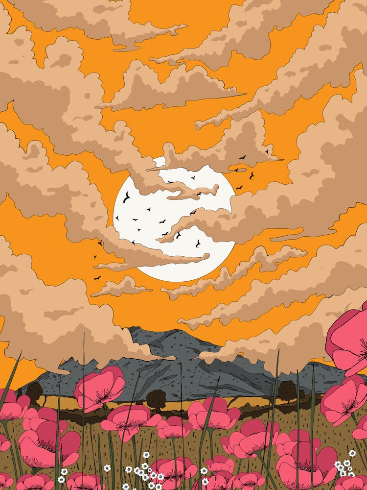 Sunset With Poppies